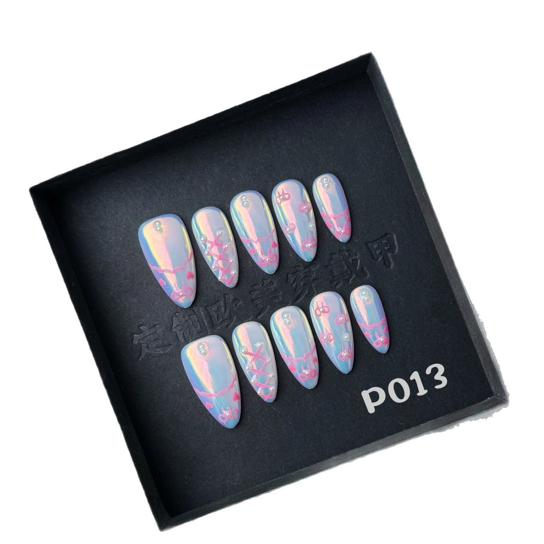 Glitify Hologram Pink Bow Nails - Le Clou
