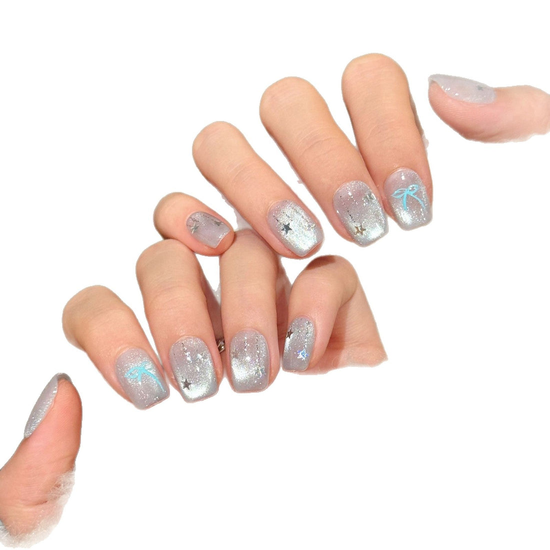 Glitify Silver Star Butterfly Nails - Le Clou