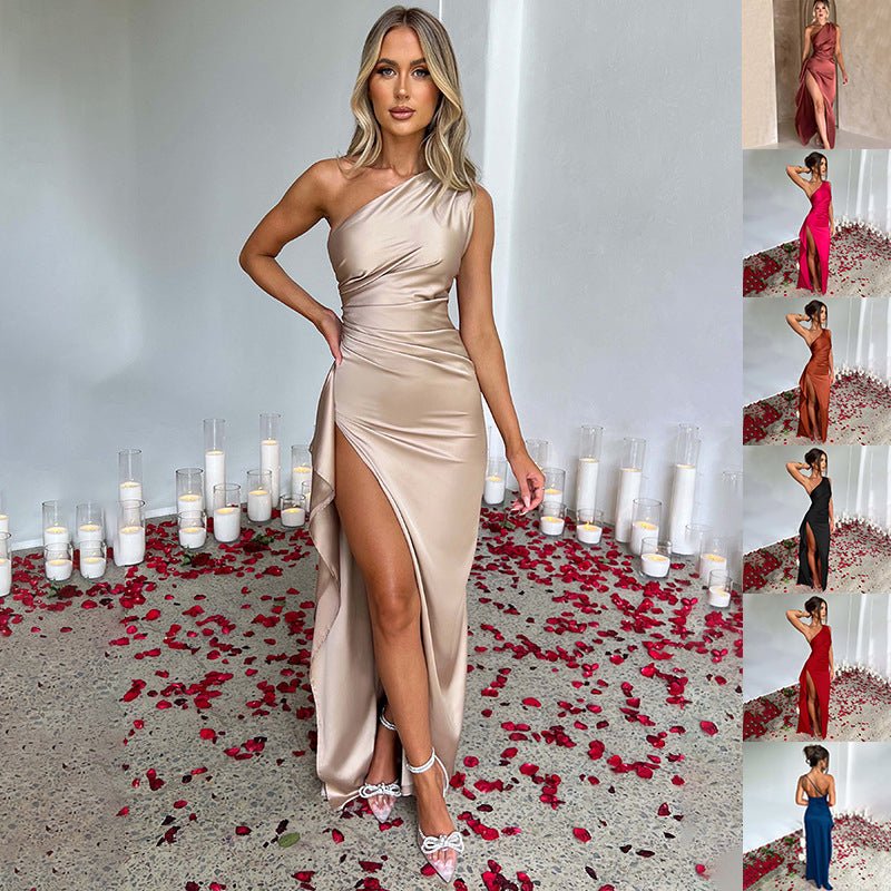 Valentina Side Slit Maxi Dress - Lace Drop