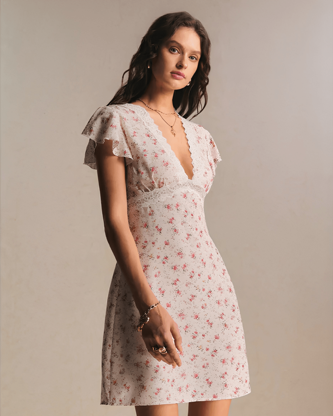 Women’s Romantic Floral Lace Midi Dress - Lace Drop