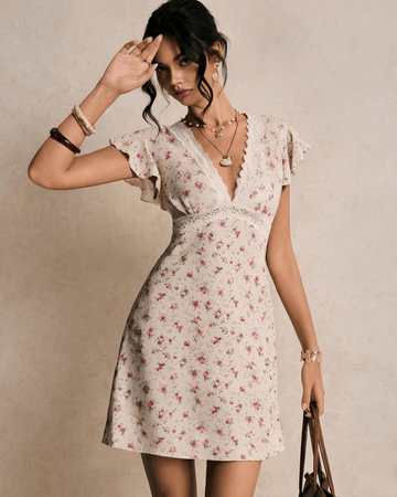 Women’s Romantic Floral Lace Midi Dress - Lace Drop